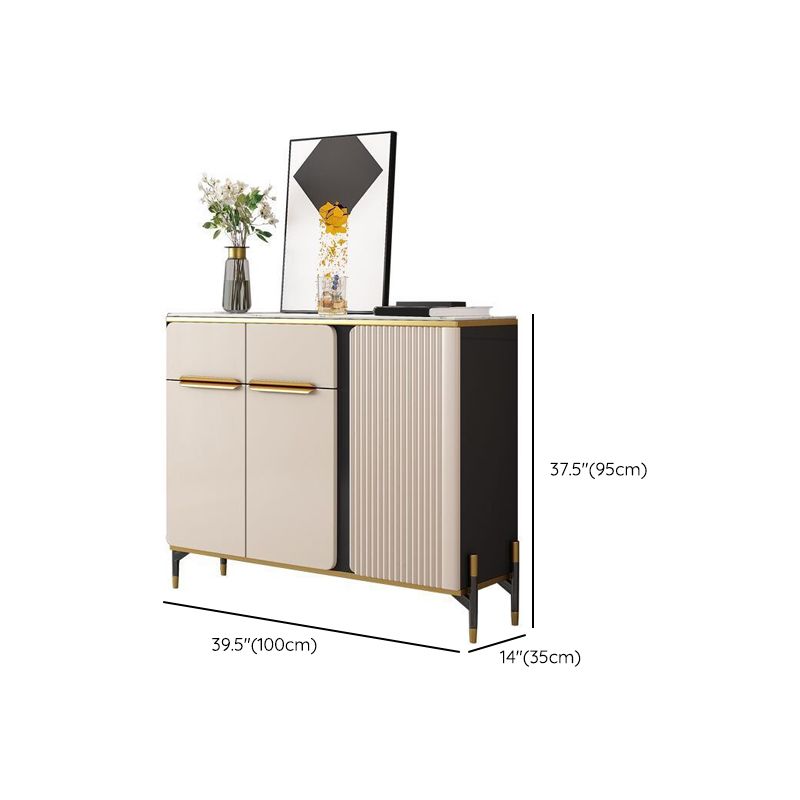 Glam Credenza Stone Buffet Sideboard with Drawers and Cabinets