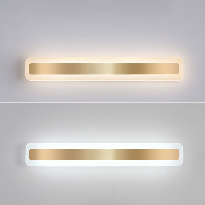 Modern Simple Style 1-Light Linear Shade Wall Sconce Mirror Wall Lighting in Gold