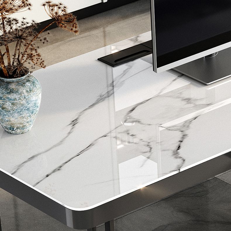 29.25-inch H Contemporary Computer Desk Curved Stone Office Desk