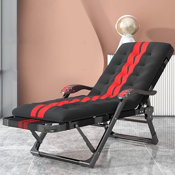 Black Modern Standard Recliner with Position Lock and Metal Base