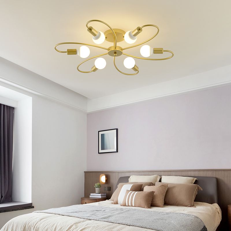 Industrial Style Iron Ceiling Light Curve Shape Colorful Ceiling Lamp for Bedroom