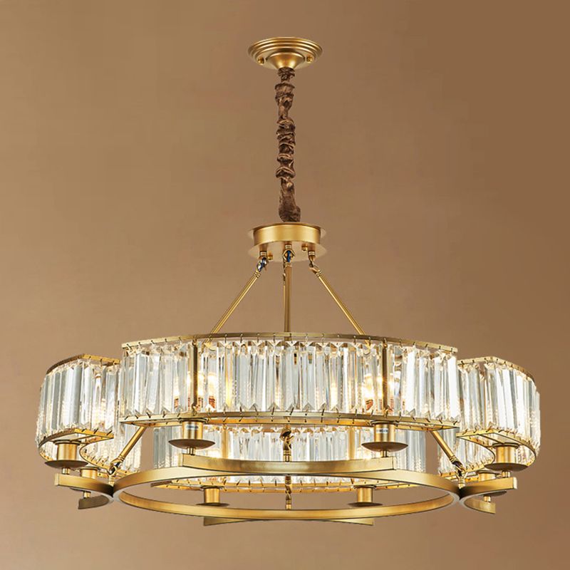 Livrage circulaire Chandelier Pendant Light Tri-Prism Crystal Simplicité Pendant Light