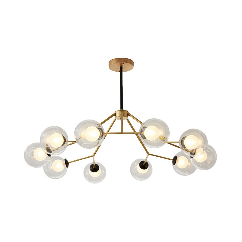 Contemporary Twig Shaped Chandelier with Orb Shade 3/6/8/10 Heads Metallic Pendant Light for Dining Room