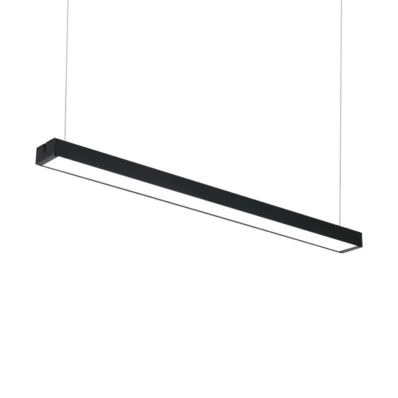 Rechteckige hängende Lampe moderne Metall LED 23,5 "/35,5"/47 "Weitschwarz/Silber Deckenleuchte für Schlafzimmer