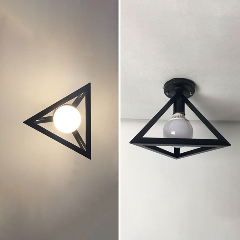 Industrial Geometric Flush Mount Ceiling Lights Metal 1 Light Semi Flush Mount Lighting