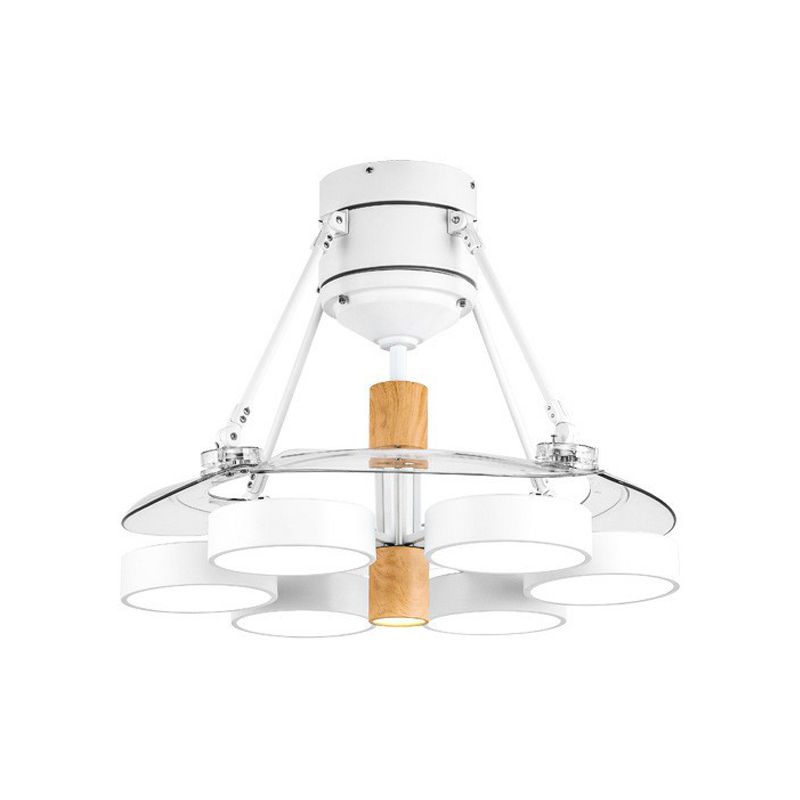 Geometrische metalen semi -flush mount verlichting hedendaagse witte hanger ventilatorlamp, 48 "breed