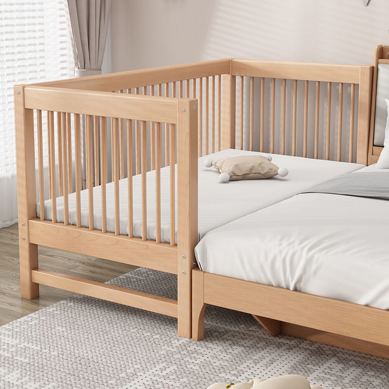 Solid Wood Nursery Crib in Natural Nursery Bed with Guardrails