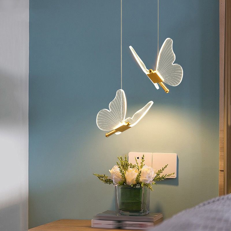 Metal Butterfly Shade Hanging Lights Modern Style Multi Light Hanging Mount Fixture