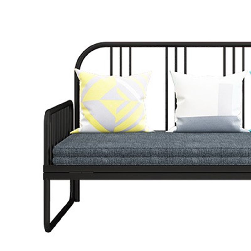 Metal Open Frame Daybed with Mattress Contemporary Daybed in Pure Black