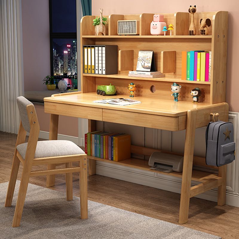 Solid Wood Study Desk Multifunctional Lifting Desk with Drawer Student Table