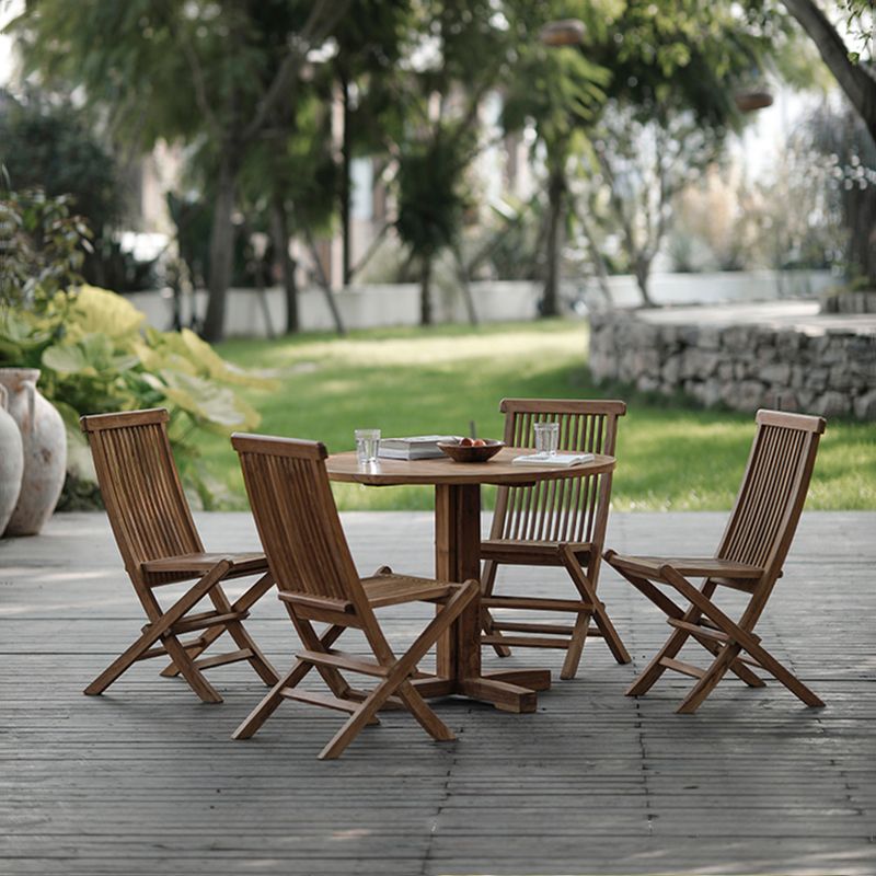 Modern Patio Dining Chair Solid Wood Natural Armles Folding Outdoor Bistro Chairs