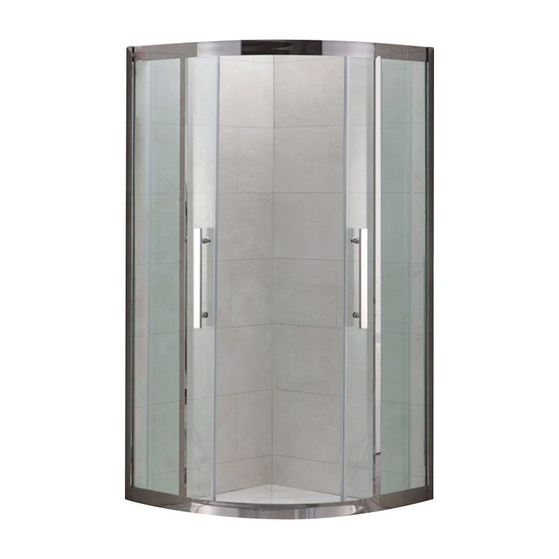 Shower Enclosure Semi-Frameless Double Sliding Neo-Angle Black  Door Handles Shower Stall