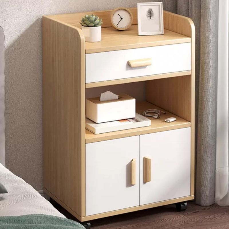 Modern Imitation Wood Cabinet 31 Inch H Open Storage Nightstand with Doors