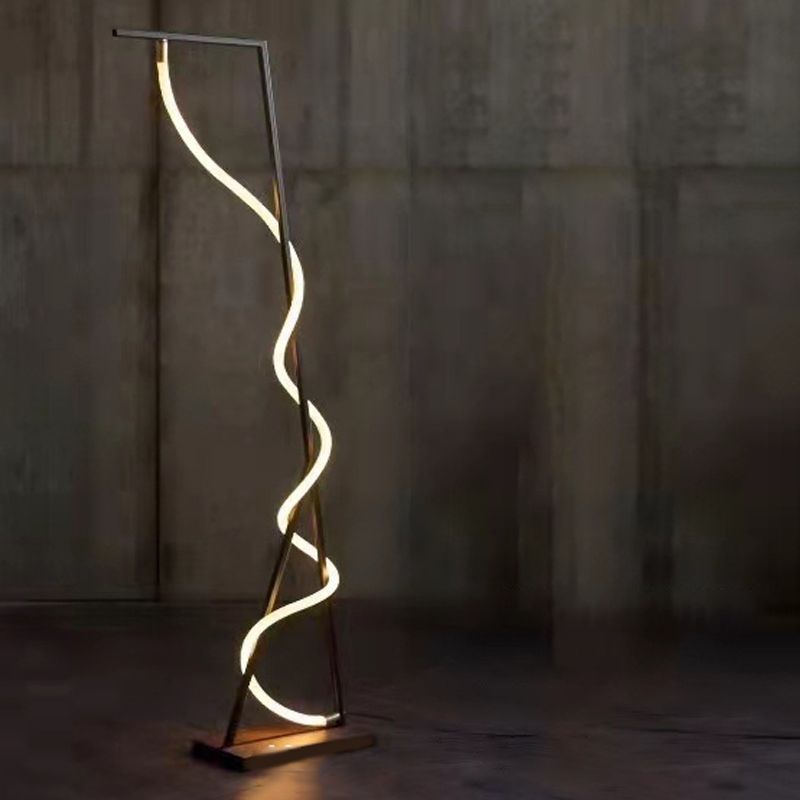 Modern Style Linear Shape Floor Lamp Metal 1 Light Floor Lighting for Living Room