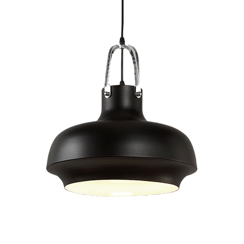 Metallic urn drop hanglamp industrieel 1 kop eetkamer suspensielamp in wit/zwart, 10 "/16"/19 "w