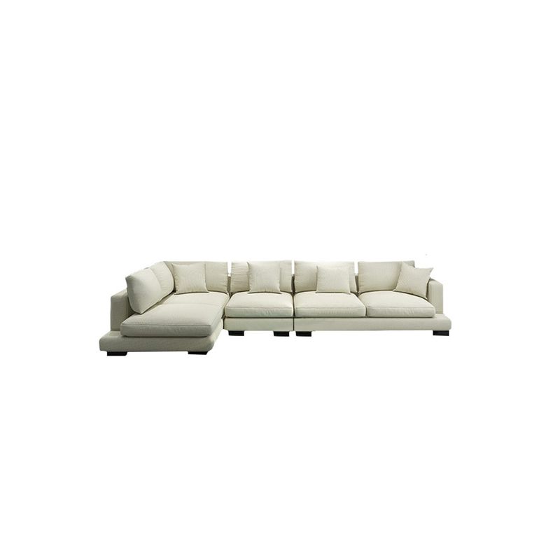 Square Arm  Sectional for Living Room with Pillowed Back Cushions