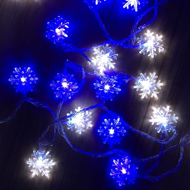 Battery Powered Snowflake LED String Light Decorative Plastic Festive Light for Indoor