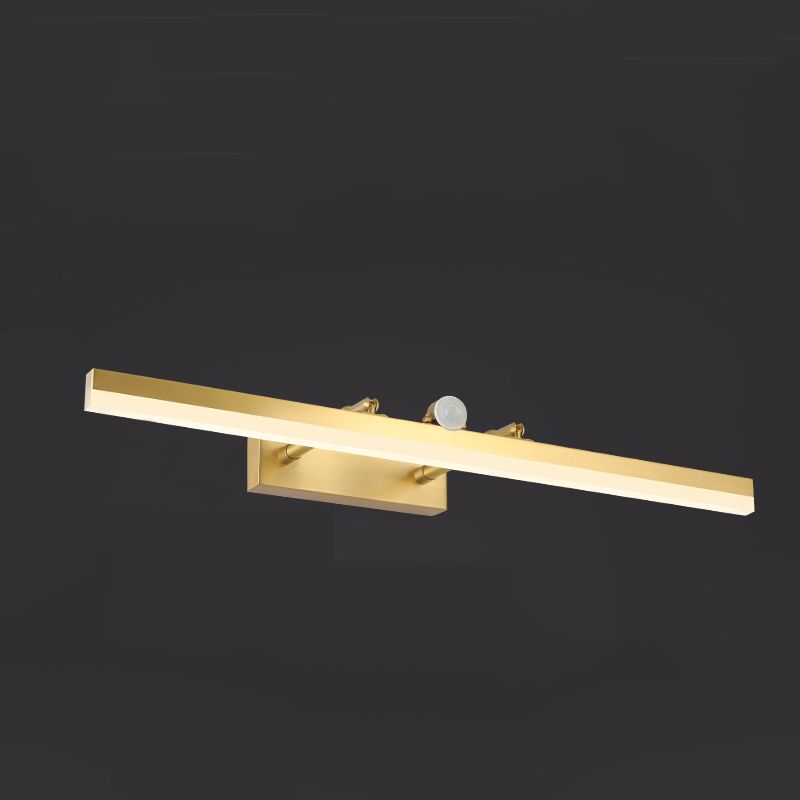 Modern Luxury Style Streamlined Wall Mounted Vanity Lights Copper Vanity Wall Light Fixtures with Intelligent Sensor