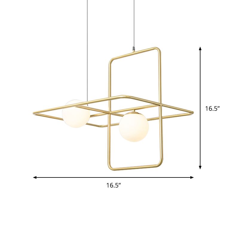 Gekreuztes Rechteck hängende Licht mit Globe Glass Schatten zeitgenössischer Metall 2/3/4 Köpfe Kronleuchter Licht für den Untersuchungsraum