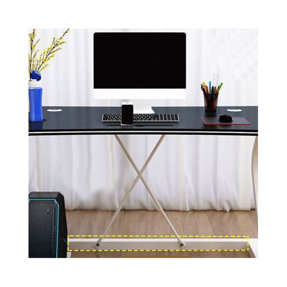 Contemporary Computer Desk Antique Finish Gaming Desk with Metal Legs