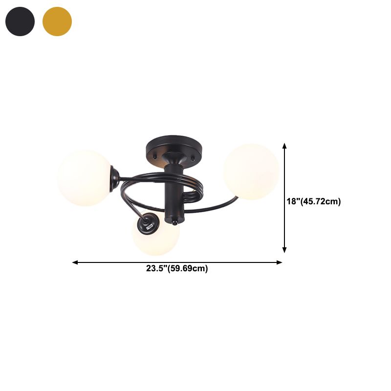 3/5-Light Black/Golden Modern Flush Mount Lighting LED Ceiling Light for Bedroom