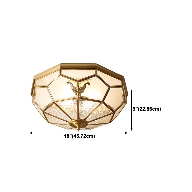 Colonial Style Ceiling Light Simple Flush Mount Ceiling Lamp with Glass Shade for Bedroom