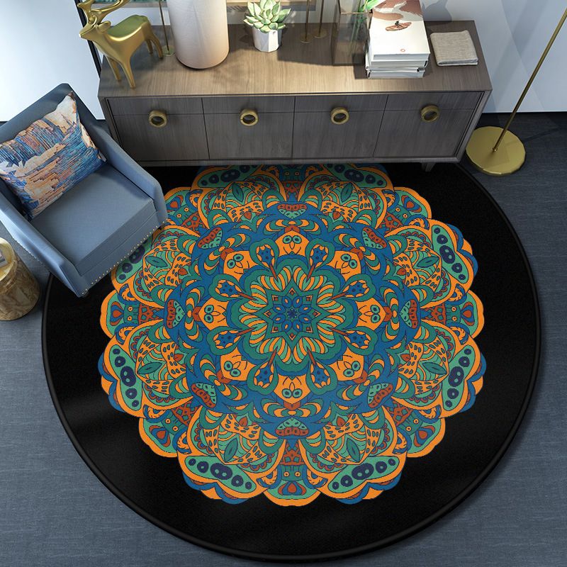 Türkischer Mandala Teppich Multikolored Synthetic Teppich Waschbarhetierfreundlicher Anti-Rutsch-Rückschlag Teppich für tolles Zimmer