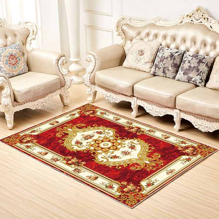 Shabby Chic Decor Rug Multi-Colored Floral Print Rug Synthetics Non-Slip Backing Washable Area Carpet