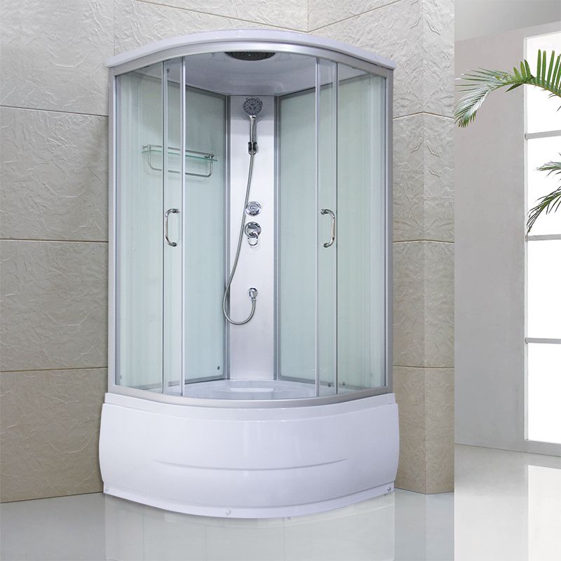 Corner Round Tub & Shower Kit Double Sliding Semi-Frameless Tub & Shower Kit