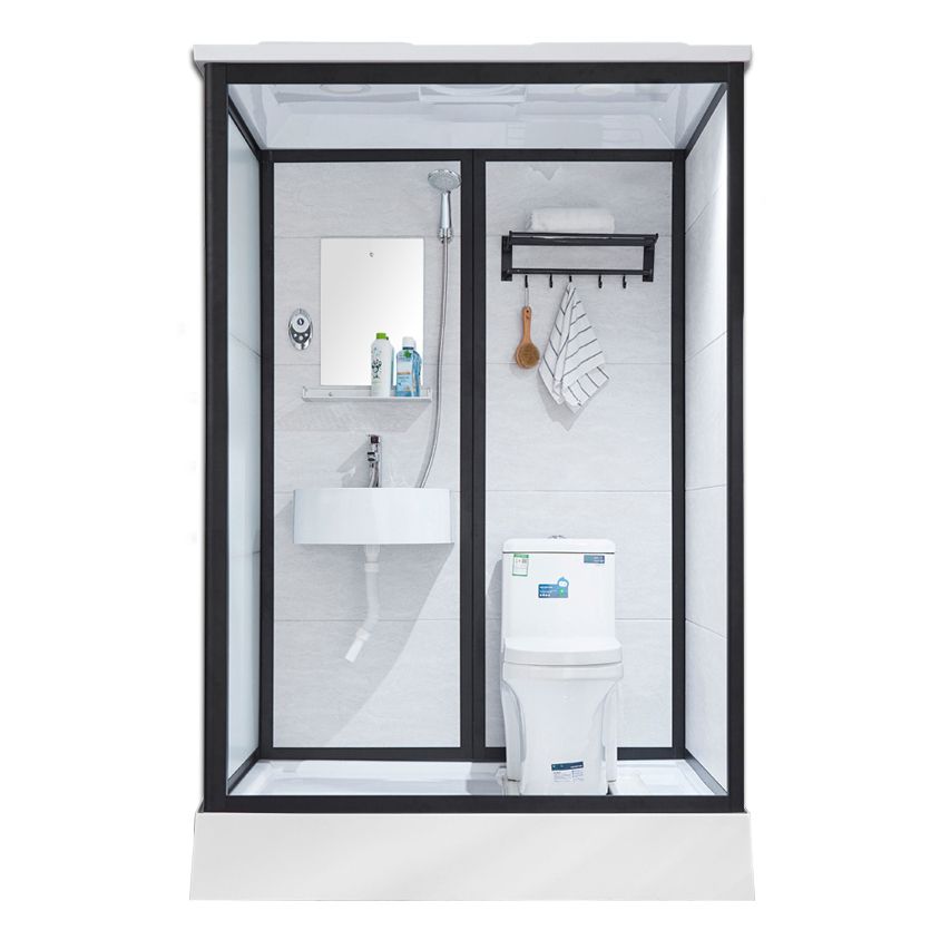 Framed Tempered Glass Shower Kit with Base Included Framed Shower Stall