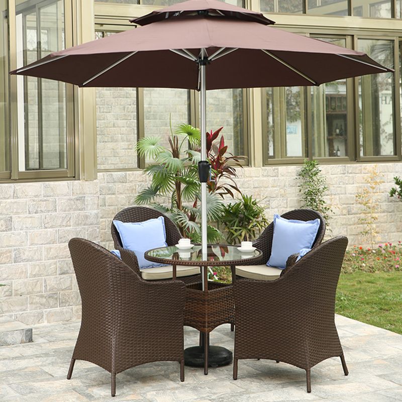 Tropical with Arm Dining Chairs Brown Patio Dining Side Chair