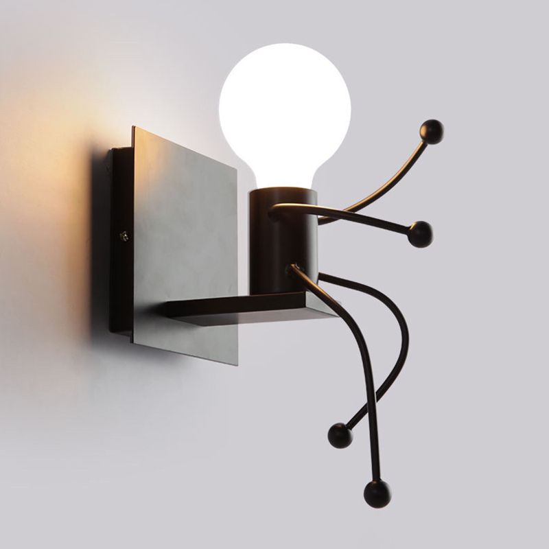 1 / 2 - Light Wall Sconce Dark Black / White Industrial Wall Light