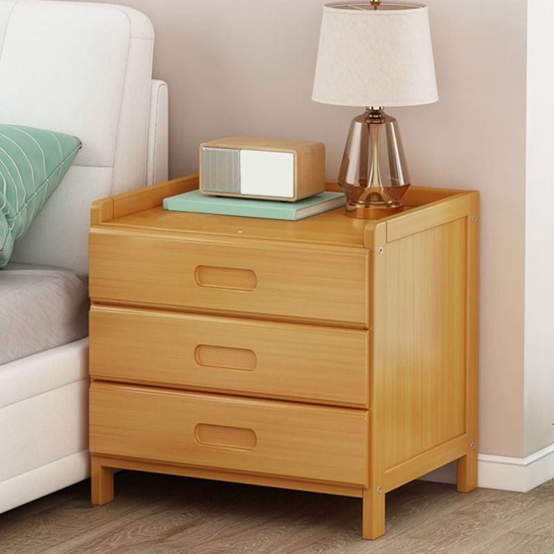 Solid Wood Bed Nightstand Drawer Storage Modern 16 Inch H Night Table with Legs