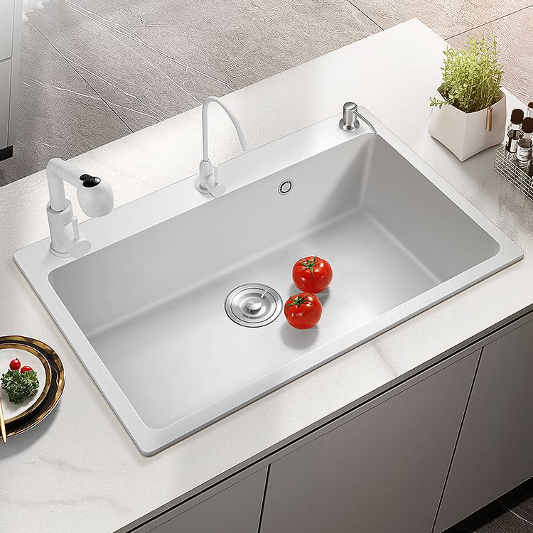 Kitchen Sink Ceramic Rectangular Anti-spill Pull-out Faucet Sink