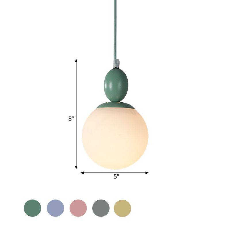 Pendulum White Glass Pendant Lighting Post-Modern 1 Light Grey/Blue/Green Hanging Lamp Fixture