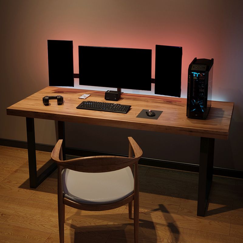 Industrial Wood Computer Desk Rectangular Office Desk with Metal Legs