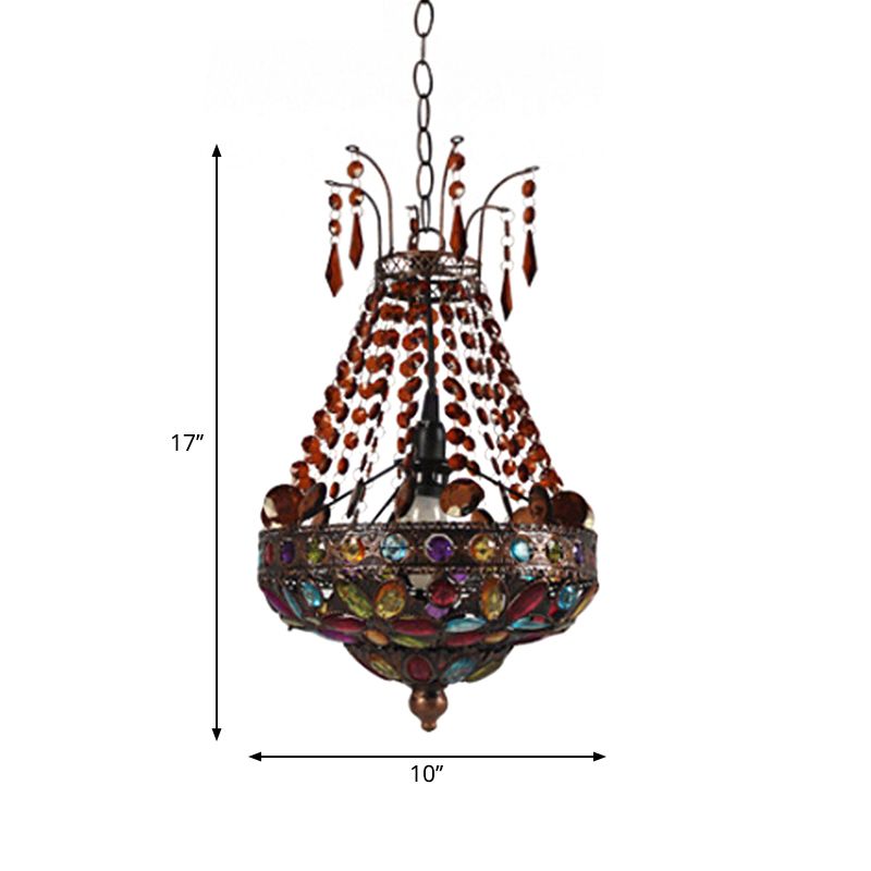 Gebrandschilderd glas kralen traan hanger Boheemian 1 hoofd eetkamer hangend plafondlicht in koper
