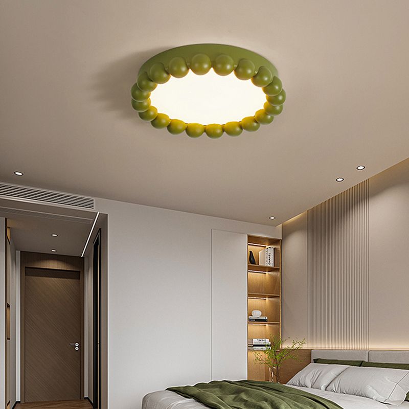 Contemporary LED Round Flush Mount Resin and Acrylic Ceiling Flush in 3 Colors