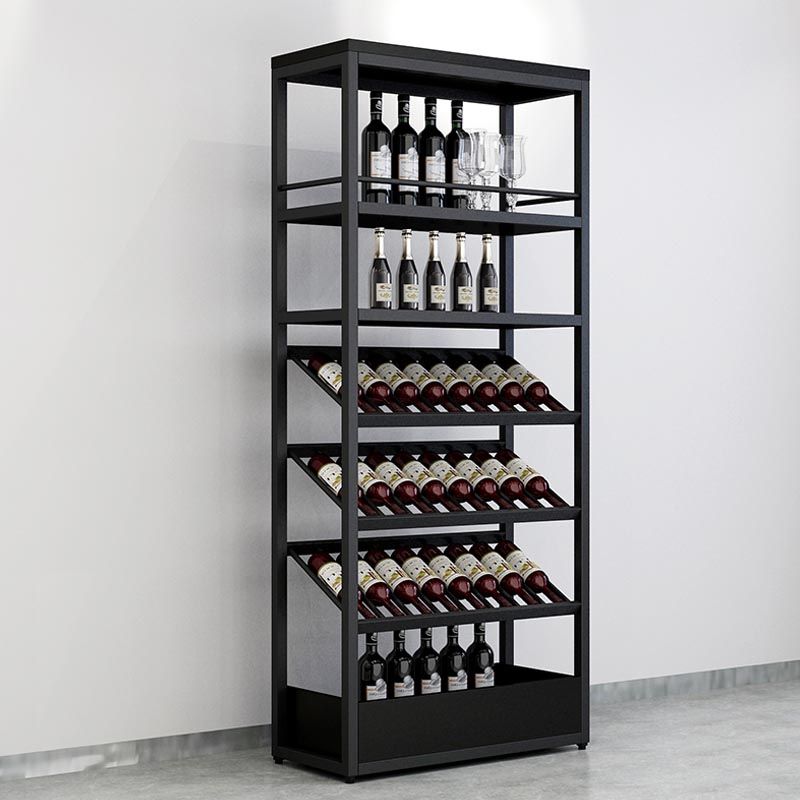 Industrial Floor Wine Holder Rack Metal Wine Racks with Shelf