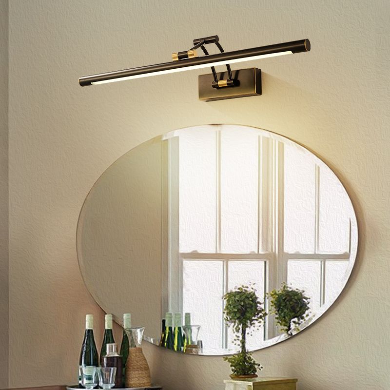 Linear Shade Metal Wall Sconce Modern Style 1- Light Mirror Wall Mount Light in Black