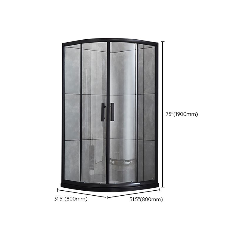 Rounded Matt Black Shower Enclosure Tempered Glass Corner Shower Enclosure