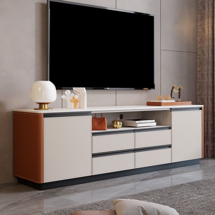 Stone Media Console Contemporary TV Media Stand with 4 Drawers