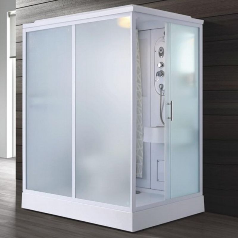 Contemporary Shower Enclosure Frosted Rectangle Shower Enclosure in White