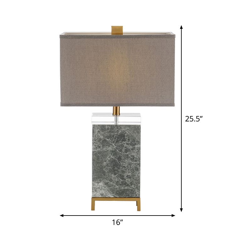 Rectangular Nightstand Lamp Contemporary Fabric 1 Bulb Reading Book Light in Grey