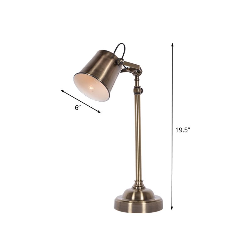 Metallic Bell Adjustable Table Lighting Antiqued 1 Light Study Room Reading Lamp in Silver