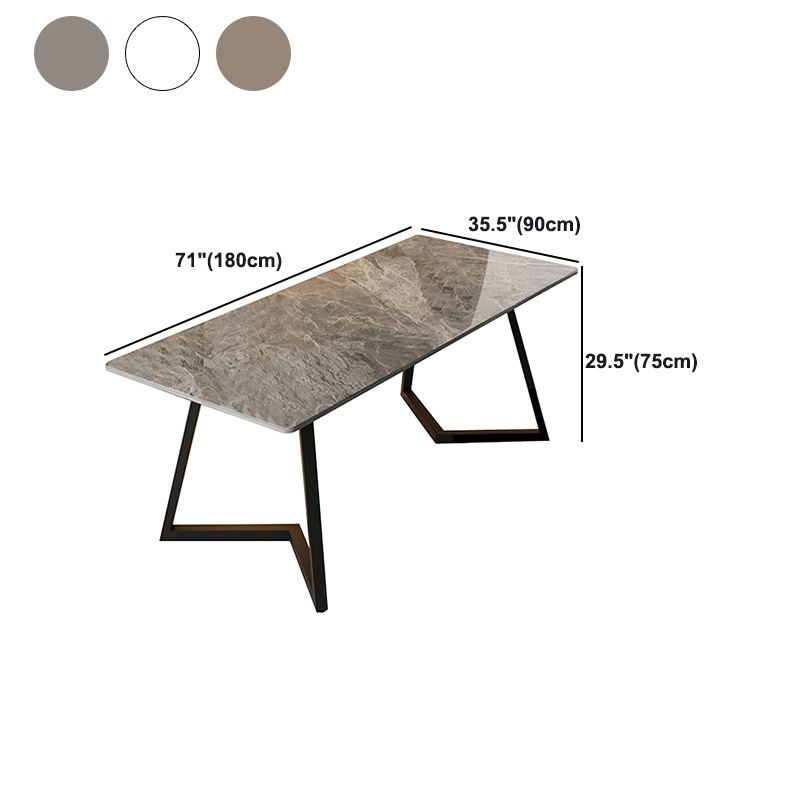 Contemporary Style Sintered Stone Desk Metal Sled Base Office Desk