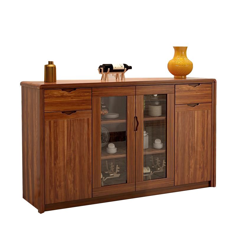 Modern Sideboard in Brown Solid Wood Dining Sideboard with Doors for Living Room