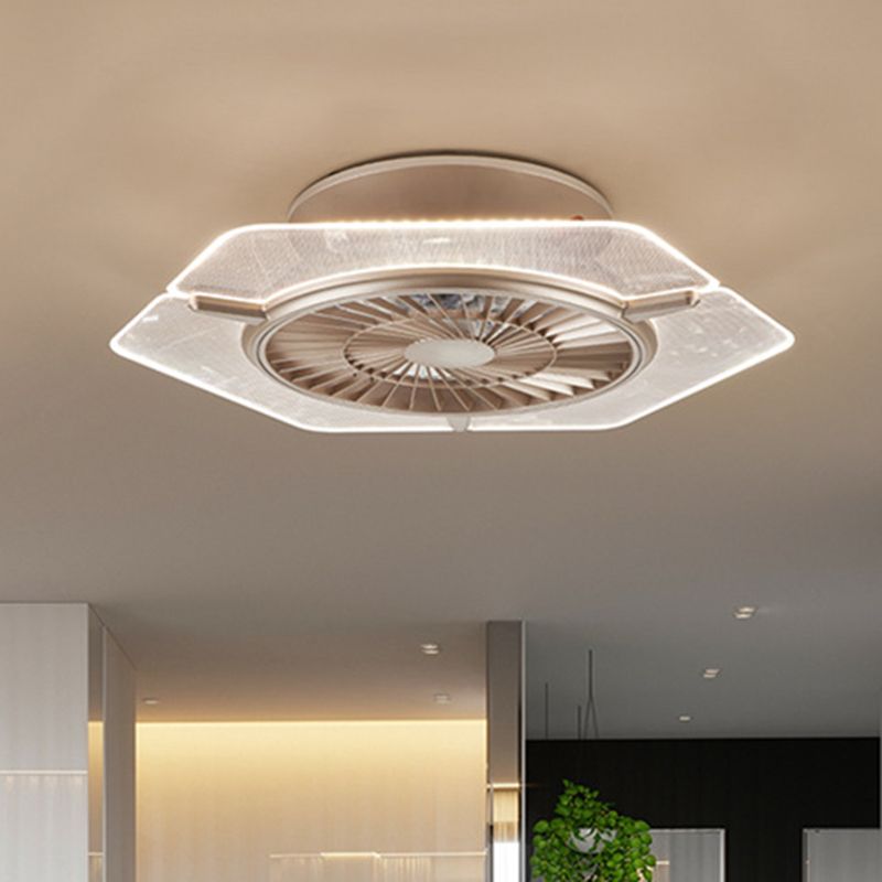 Éclairage de ventilateur de plafond en or / argent modernisme modernisme rond / hexagone semi-mmount pour le salon, 23,5 "de large