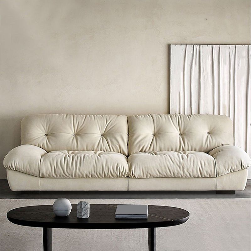 Tufted Backrest Sectional Sponge Padded Armless Off-white Sofa