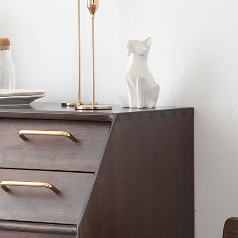 Contemporary Storage Pine Wood Sideboard Cabinet with Glass Doors